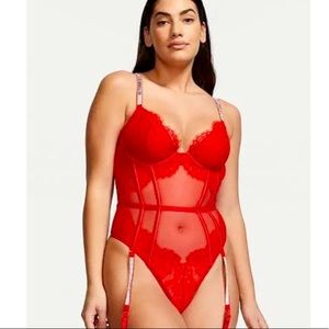 Victorias Secret Red Teddy With Shine Strap